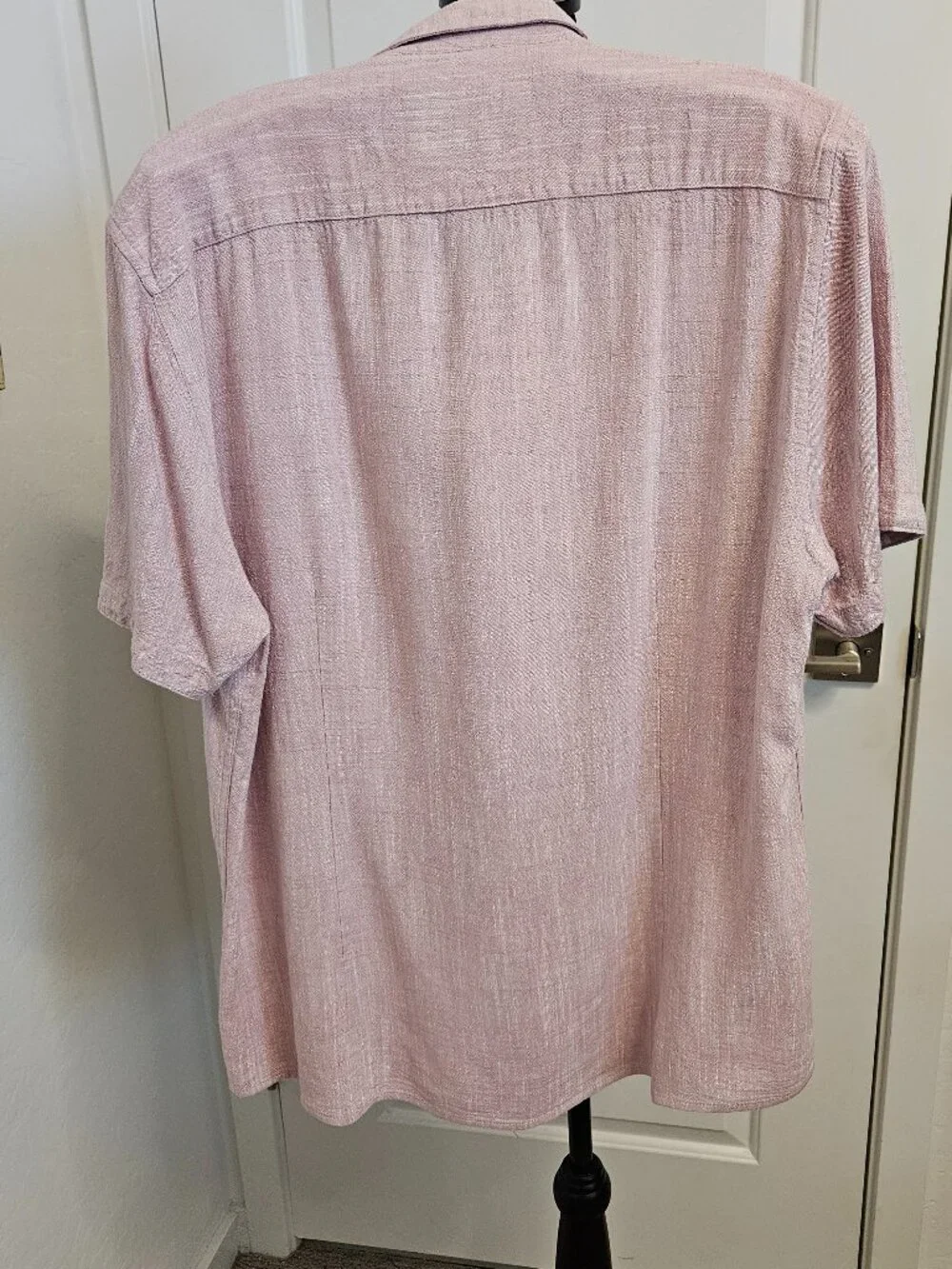 Soul of London Mens Pink Linen Blend Short Sleeve Button Up Shirt Size Large L